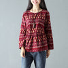 2022 Autumn Women Cotton Linen Long Sleeve Loose Blouse Vintage Baggy Ethnic Printed Shirt Casual Blusas Work Office Tops