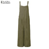New Summer Rompers Women Jumpsuits  Plus Size Sleeveless Straps Pockets Solid Wide Leg Retro Full Length Overalls