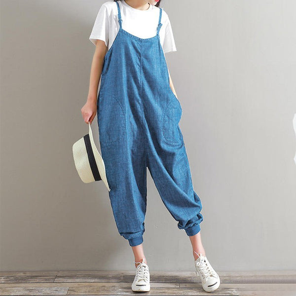 Rompers Womens Jumpsuit Plus Size Overalls Casual Loose Sleeveless Backless Playsuits Oversize Bottoms Pants Trouser