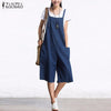 Sexy Rompers Womens Jumpsuit Vintage Sleeveless Fashion Wide Leg Pants Denim Calf Length Solid Overalls Plus Size