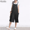 Sexy Rompers Womens Jumpsuit Vintage Sleeveless Fashion Wide Leg Pants Denim Calf Length Solid Overalls Plus Size