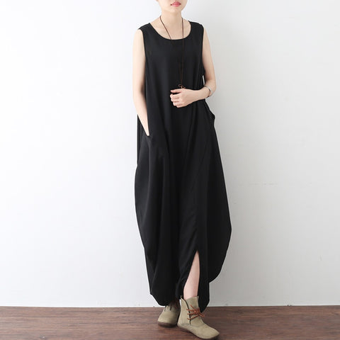 2022 Summer Rompers Women Jumpsuit Casual Sleeveless Pockets Loose Baggy Long Jumpsuits Drop Crotch Overalls Plus Size
