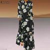 ZANZEA 2023 Bohemina Spring Printed Maxi Dress Women's Floral Sundress Long Sleeve Maxi Vestidos Female V neck Robe