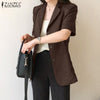 ZANZEA Autumn Femme Clothing Streetwear Blazer Women ELegant Button Jackets Casual Solid Half Sleeve Office Coats Outwear Suits