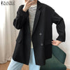 ZANZEA Casual Autumn Blazers Women Long Sleeve Lapel Neck Blazer Jackets Female Thin Coats Outwear Elegant Office Work Suits