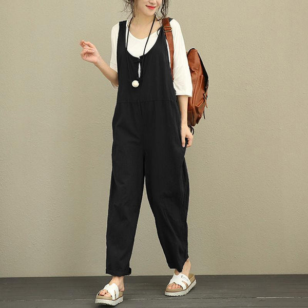 Cotton Linen Rompers 2022 Spring Autumn Women Jumpsuits Vintage Pants Sleeveless Backless Overalls Strapless Playsuits