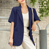 ZANZEA Elegant Women Blazers 2022 Summer Office Lady Cotton Solid Coats Casual Short Sleeve Loose Lapel Outwears