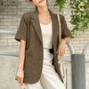 ZANZEA Elegant Women Blazers 2022 Summer Office Lady Cotton Solid Coats Casual Short Sleeve Loose Lapel Outwears