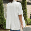 ZANZEA Elegant Women Blazers 2022 Summer Office Lady Cotton Solid Coats Casual Short Sleeve Loose Lapel Outwears