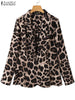ZANZEA Ladies Office Suits 2023 Women Blazer Spring Summer Female Leopard Printed Lapel Coat Oversized Button Outwear 1