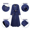 ZANZEA  Spring Autumn Elegant Denim Midi Dress With Belt Solid V Neck Vestidos Female Full Sleeves Pocket Robe Oversized