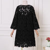 ZANZEA Spring Solid Dress Elegant Long Flare Sleeve Hollow Out Midi Vestidos Robe Femme Women Lace Crochet Sundress 2PCS