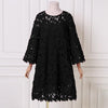 ZANZEA Spring Solid Dress Elegant Long Flare Sleeve Hollow Out Midi Vestidos Robe Femme Women Lace Crochet Sundress 2PCS