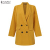 ZANZEA Female Double-breasted Blazer Oversize 2022 Women Office Suits Autumn Ladies Shawl Collar Coat Casual Solid Work Wear