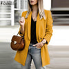 ZANZEA Female Double-breasted Blazer Oversize 2022 Women Office Suits Autumn Ladies Shawl Collar Coat Casual Solid Work Wear