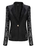 Sexy Women Lace Hollow Out Long Sleeve Blazer Suit Fashion Single Button Slim Solid Coat Outwear Jacket Office blaser