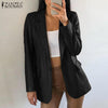 ZANZEA Stylish Women PU Leather Jackets Autumn Solid Blazer Long Sleeve OL Work Coats Casual Thin Outerwear Oversize