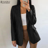 ZANZEA Stylish Women PU Leather Jackets Autumn Solid Blazer Long Sleeve OL Work Coats Casual Thin Outerwear Oversize
