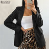 ZANZEA Stylish Women PU Leather Jackets Autumn Solid Blazer Long Sleeve OL Work Coats Casual Thin Outerwear Oversize