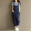 Vintage Women Strappy Solid Rompers Pockets Cotton Linen Jumpsuits Dungarees Sleeveless Loose Bib Overalls Plus Size