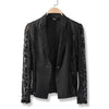 Women Blazer Autumn Slim Top Elegant Sheer Lace One Button Short Design Clothes Blazer Suit Female Workwear Plus Size 3XL