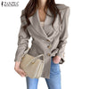 ZANZEA Women's Solid Blazer 2022 Autumn Lapel Coat Office Lady Single-Breasted Cardigan Casual Jackets Female OL Outwear