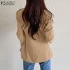 ZANZEA Women's Solid Blazer 2022 Autumn Lapel Coat Office Lady Single-Breasted Cardigan Casual Jackets Female OL Outwear