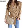 ZANZEA Women's Solid Blazer 2022 Autumn Lapel Coat Office Lady Single-Breasted Cardigan Casual Jackets Female OL Outwear