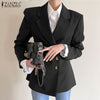 ZANZEA Women's Solid Blazer 2022 Autumn Lapel Coat Office Lady Single-Breasted Cardigan Casual Jackets Female OL Outwear