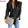 ZANZEA Women's Solid Blazer 2022 Autumn Lapel Coat Office Lady Single-Breasted Cardigan Casual Jackets Female OL Outwear