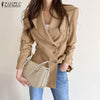 ZANZEA Women's Solid Blazer 2022 Autumn Lapel Coat Office Lady Single-Breasted Cardigan Casual Jackets Female OL Outwear