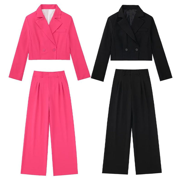 ZATRHMBM 2023 Chic Double Breasted Women Blazer Vintage Long Sleeve Jacket Coat Short Ladies Outerwear Stylish Tops