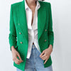ZATRHMBM 2023 women's spring and summer retro double-row textured blazer Women's jacket
