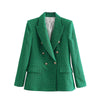 ZATRHMBM 2023 women's spring and summer retro double-row textured blazer Women's jacket