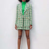 ZATRHMBM 2023 women's spring and summer spot European and American retro green textured double-breasted suit jacket