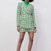 ZATRHMBM 2023 women's spring and summer spot European and American retro green textured double-breasted suit jacket