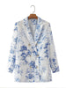ZATRHMBM Chic Print Double Breasted Blazer Vintage Long Sleeve Suit Jacket Office Casual Ladies Outerwear Stylish Tops