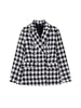ZATRHMBM Women houndstooth Double Breasted Blazer Vintage Long Sleeve Jacket Coat Casual Ladies Outerwear Stylish Tops