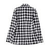 ZATRHMBM Women houndstooth Double Breasted Blazer Vintage Long Sleeve Jacket Coat Casual Ladies Outerwear Stylish Tops