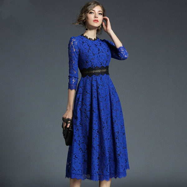 ZAWFL 2022 Spring Women's Lace Dresses Floral Crochet Hollow Out Vestido Patchwork Casual Slim Office Party Dress