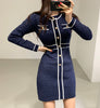 ZAWFL Autumn Winter Women Knitted Dress 2022 Korean Long Sleeve O-Neck Bandage Sweater Clothing Elegant Ladies Dresses