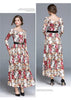 ZAWFL  Elegant S-2XL 2023 Spring  Round Collar Flower Printed Long Sleeve Woman Long Lace Dress