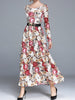 ZAWFL  Elegant S-2XL 2023 Spring  Round Collar Flower Printed Long Sleeve Woman Long Lace Dress