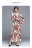 ZAWFL  Elegant S-2XL 2023 Spring  Round Collar Flower Printed Long Sleeve Woman Long Lace Dress