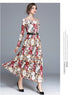 ZAWFL  Elegant S-2XL 2023 Spring  Round Collar Flower Printed Long Sleeve Woman Long Lace Dress