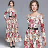 ZAWFL  Elegant S-2XL 2023 Spring  Round Collar Flower Printed Long Sleeve Woman Long Lace Dress