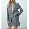 ZBZA Autumn casual and comfortable office white-collar simple style houndstooth slim suit + mini skirt