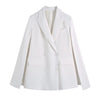 ZCSMLL Women White Blazer Notched Split Long Sleeves Double Breasted Loose Coats Female Clothing 2023 Summer 2R2197