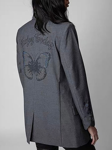 ZESSAM Classic Grid Pattern Drill Women Suit Autumn Winter Button Femme Jacket Classic Casual Lady Top