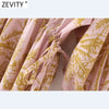 ZEVITY 2022 Women Tropical Leaves Print Elastic Waist Midi Shirt Dress Ladies Three Quarter Sleeve A Line Vestido DS8630